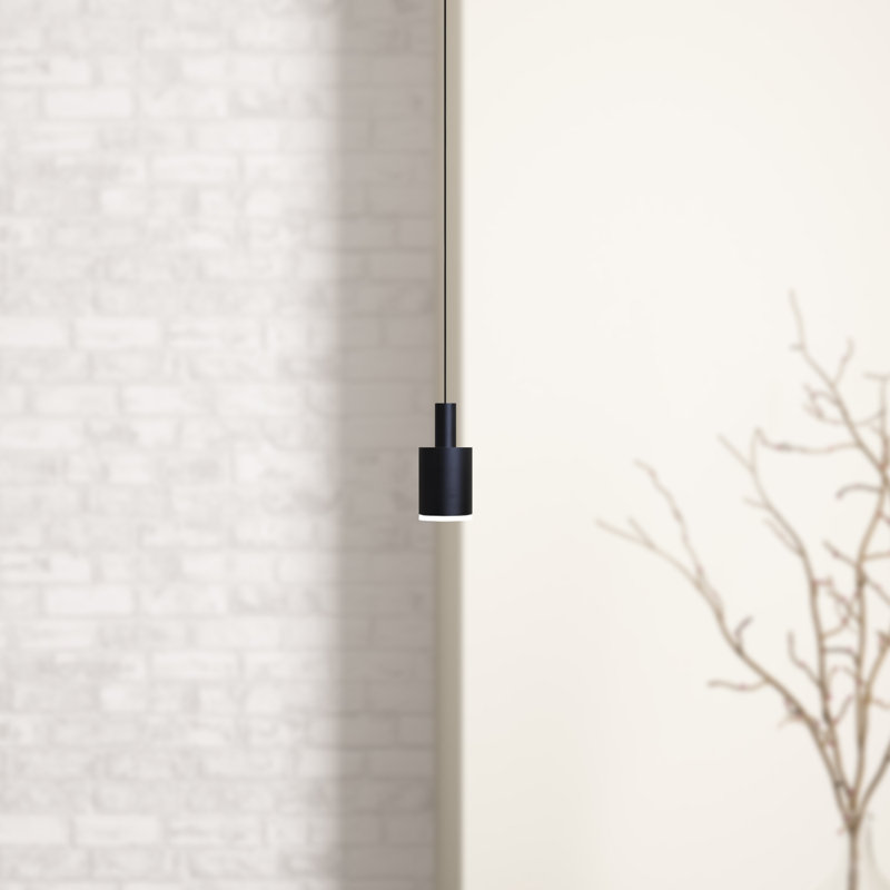 Luminaire suspendu tambour 1 lumière DEL Essoura, Noir / Noir
