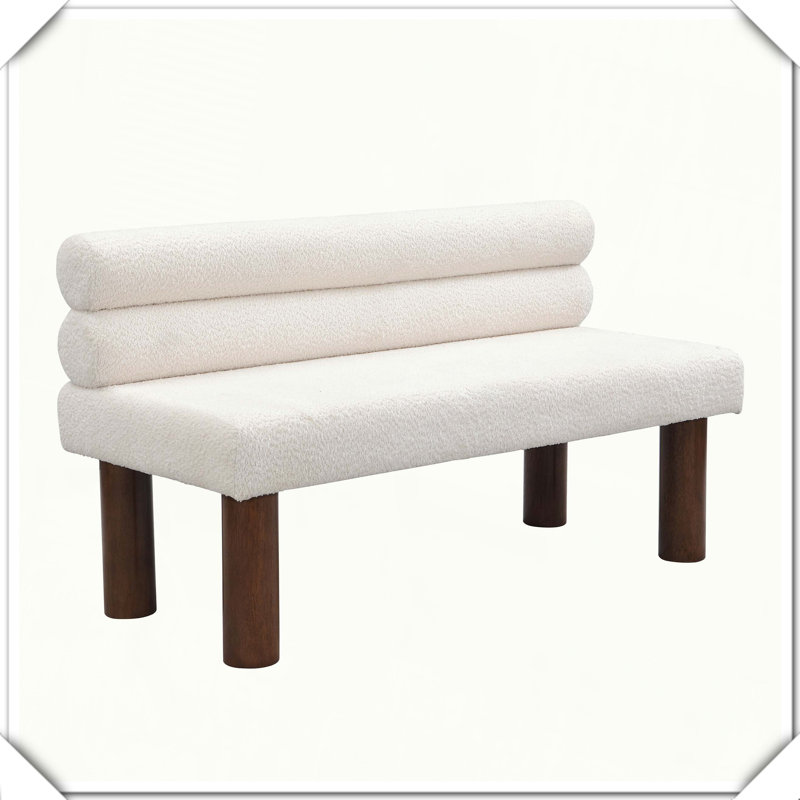 Repose-pieds rembourré en bois d'hévéa avec repose-pieds rembourré pratique et polyvalent, Beige, Brun