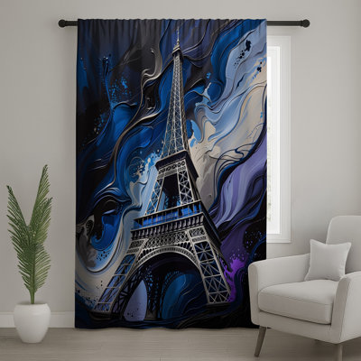 Eiffel Tower Window Curtains, Architecture Sheer & Blockout Curtains - 1 Panel