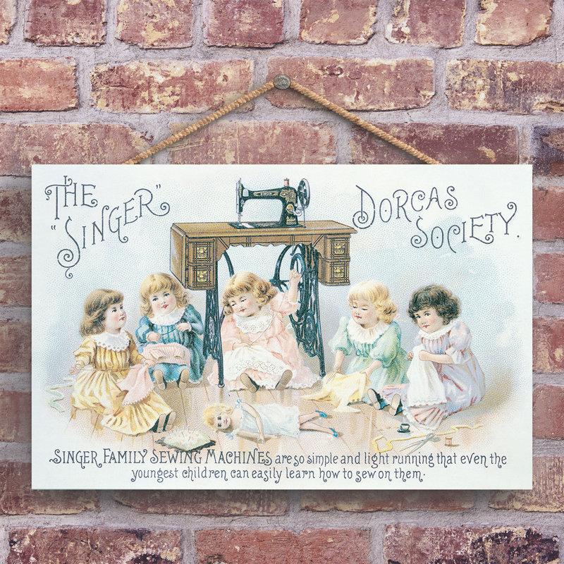 Singer Dorcas Vintage Retro Poster Design On Wooden Plaque