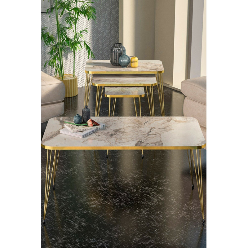Zampa 35cm Console Table, White Marble