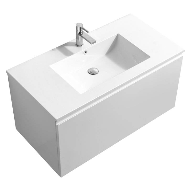 Balli 40" Wall-Mounted Single Bathroom Vanity Set, White