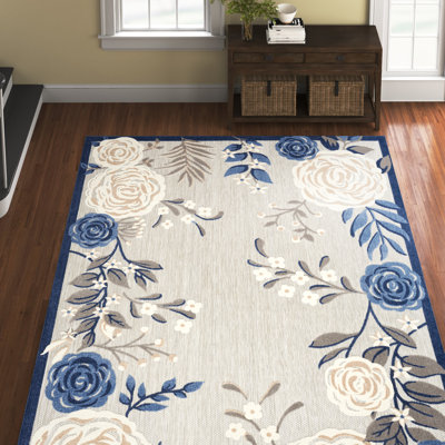Tapis intérieur / extérieur bleu / gris Allijah