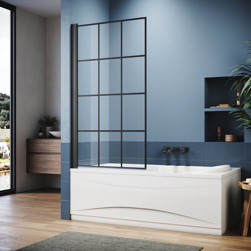 80mm W x 140mm H Hinged Framed Tub Door with Clear Glass