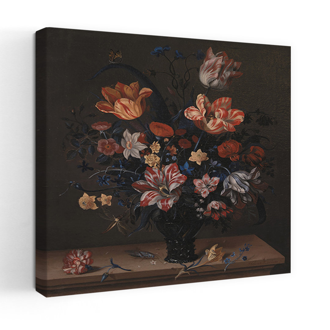 Tulips and Other Flowers In a Room Abstract Contemporary Wall Art Print