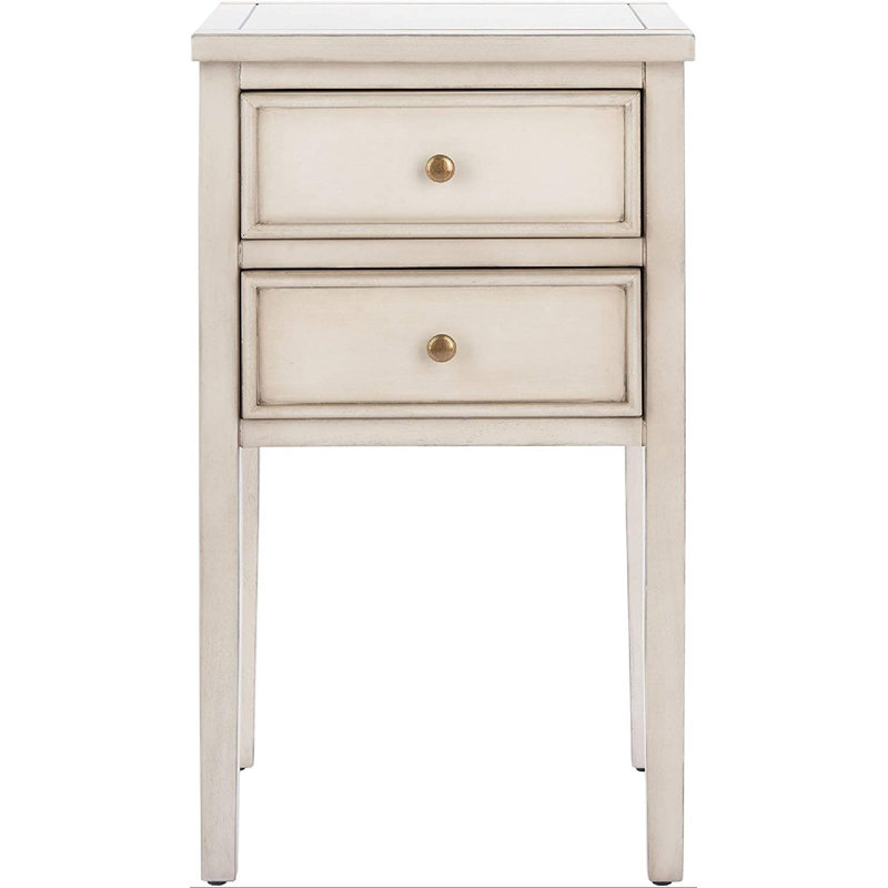 Fedir Traditional Shaker 30''H End Table, Rustic Chic Pine Wood Nightstand with Dual Storage Drawers, White Birch