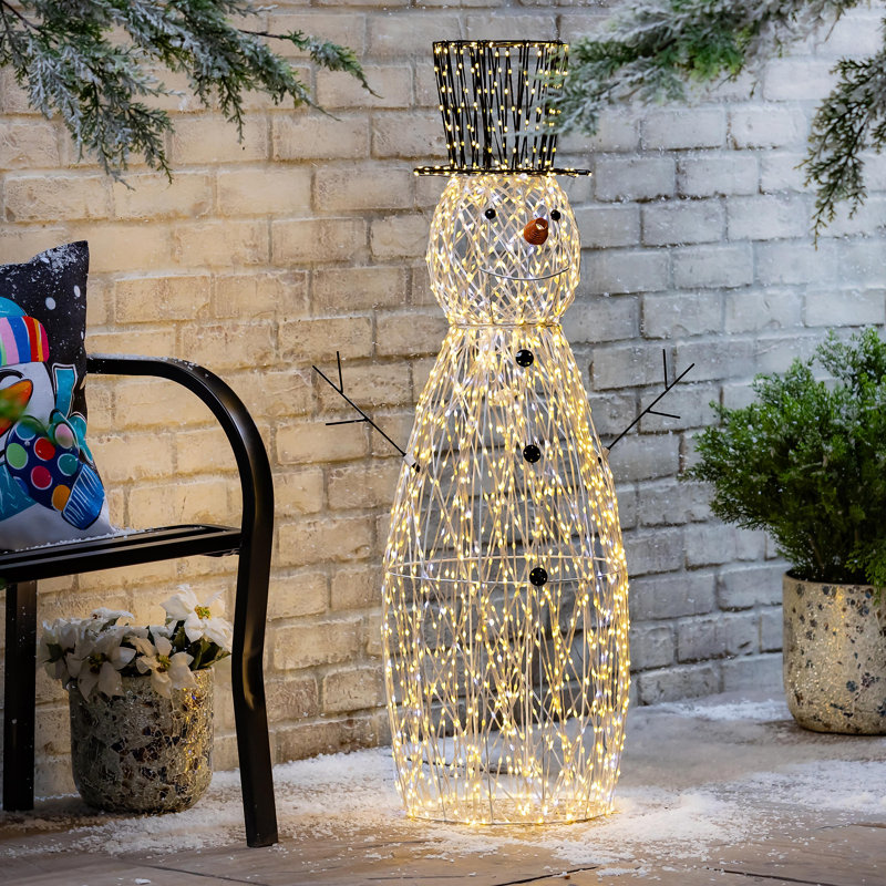 Statue de jardin DEL bonhomme de neige en acrylique, H 40 po