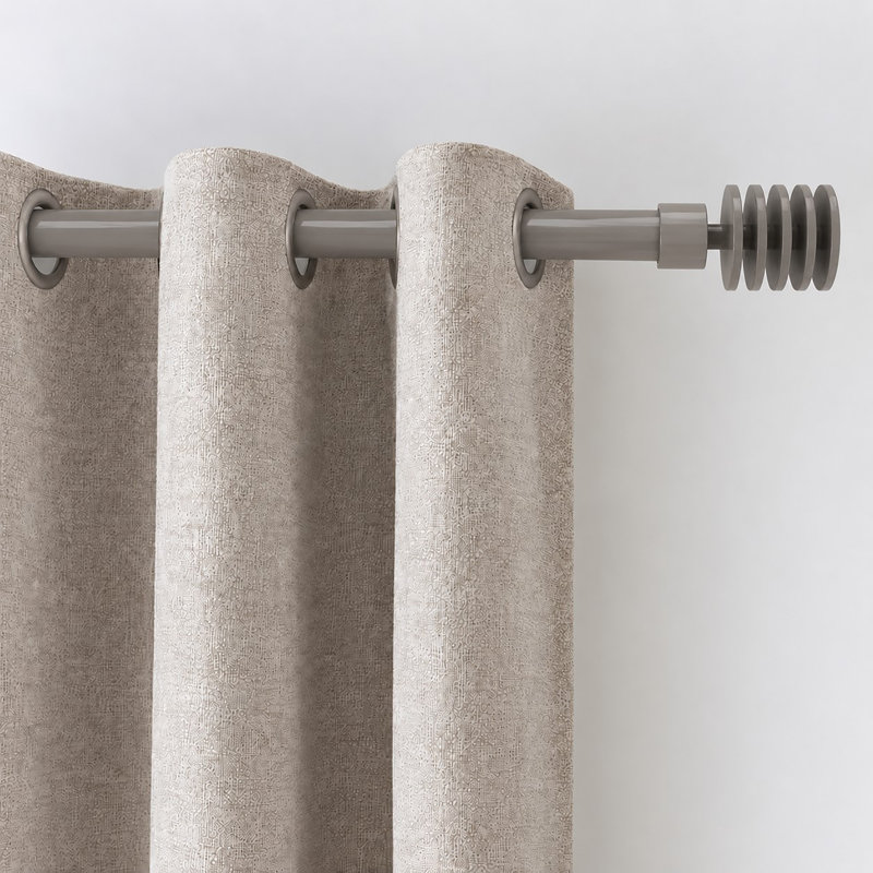 Stainless Steel Adjustable Single Curtain Rod, Taupe