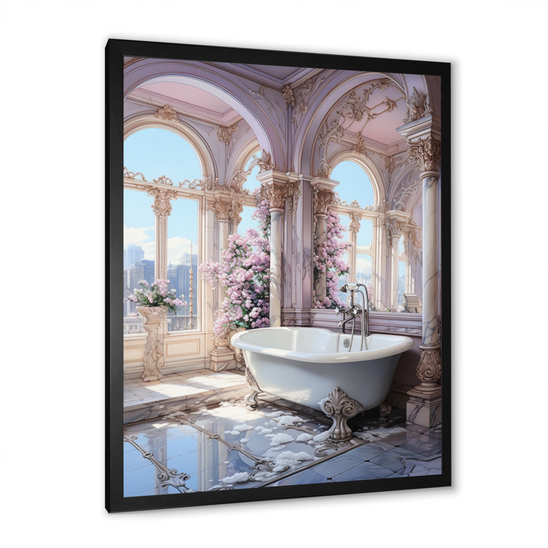 Salle de bain pastel Serenity II - Art mural de salle de bain, Cadre simple noir, H 20 po x l 12 po x P 1 po