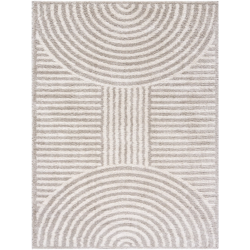 PRUNELLE Machine Washable Shaggy Boho Medium Grey Area Rug, Rectangle 200 x 275cm