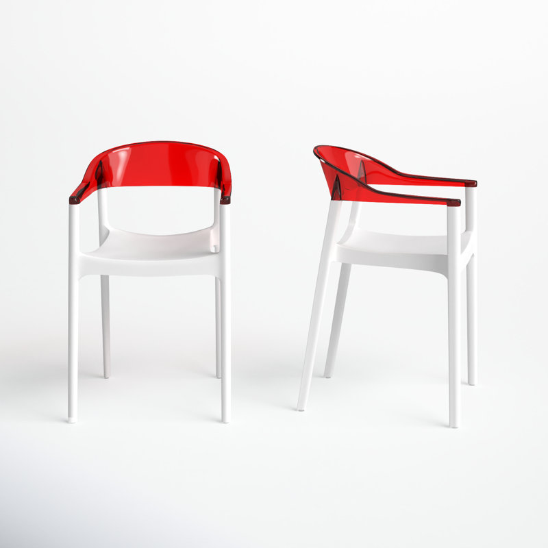Stella Stacking Patio Dining Armchair, White/Transparent Red