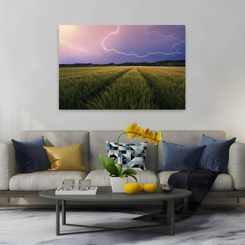 «Lightning Dramatic Abstract Contemporary Landscape Nature», reproduction d'art murale, H 40 po x l 60 po