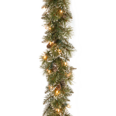 72" Frosted Pre-Lit Pine Christmas Garland
