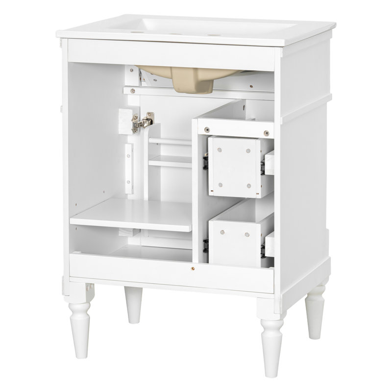 Meuble-lavabo de salle de bain avec lavabo, White/Gold