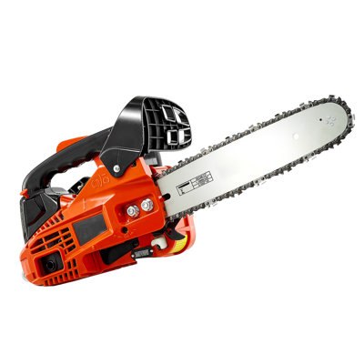 Gas-Powered Chainsaw, 12-Inch Bar, 25.4CC 2-Stroke Engine, 1HP, Designed for Wood Cutting, Tree Maintenance, and Land Clearing, Features Throttle-Controlled Choke, Comfortable Grip, and Dual Tank System
