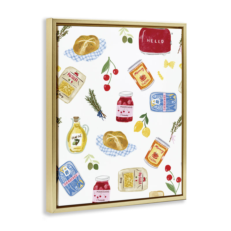 "Delicate Kitchen Delights", art mural encadré par Ilis Avilés, Cadre flottant métallique doré, H 31 po x l 25 po