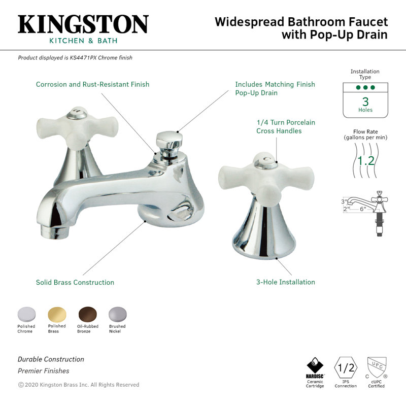 Metropolitan Widespread Bathroom Faucet with Drain Assembly, Oil Rubbed Bronze/White