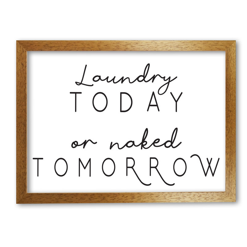 Laundry Today Landscape - Print, 60 cm H x 85 cm W x 5 cm D, Honey Oak Frame