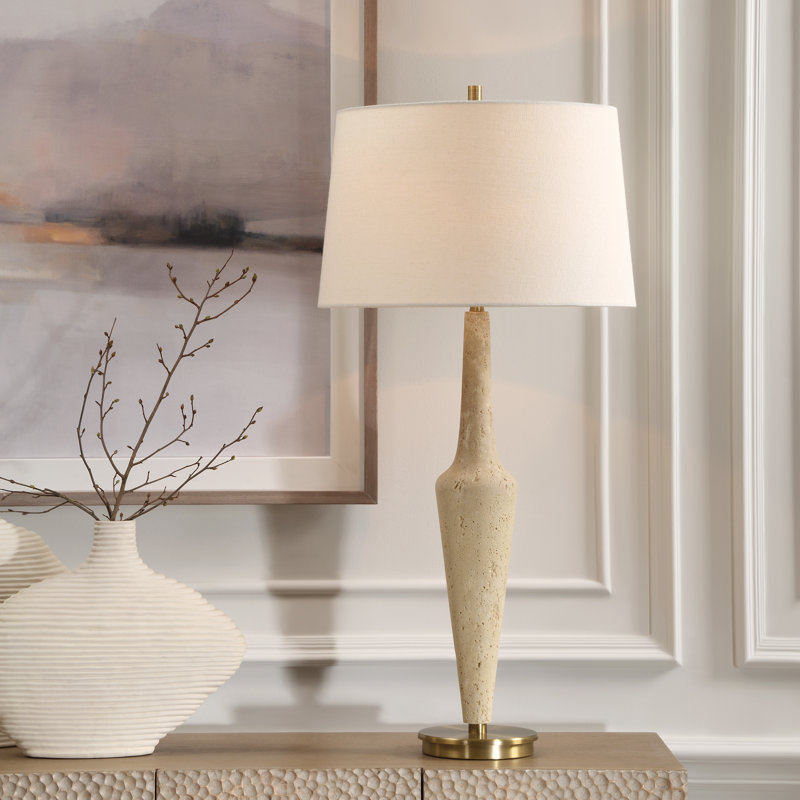 Lampe de table en travertin Lavena