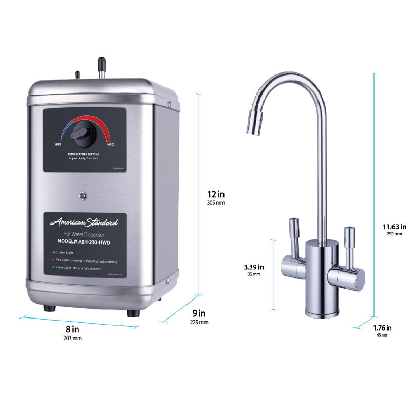 Distributeur d'eau chaude avec accessoires, Chrome poli