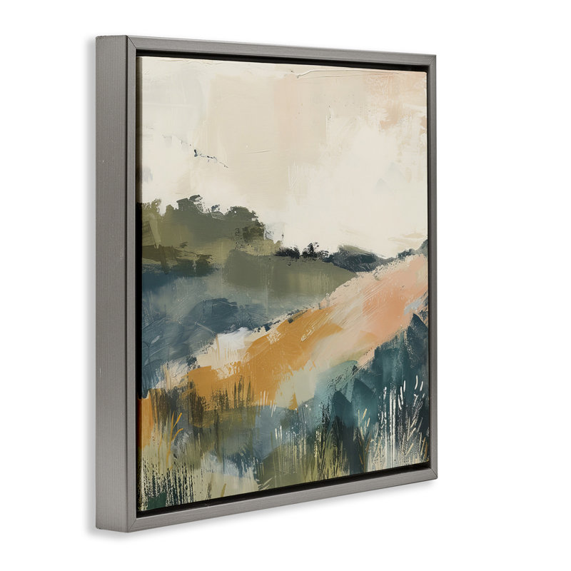 Art abstrait sur toile flottante encadrée "Nature Hills" par Irena Orlov, H 25 po x l 25 po, Cadre flottant gris lustré