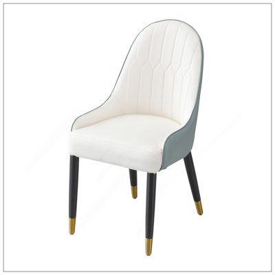 Ensemble de chaises de salle à manger modernes en similicuir 2 pièces avec pieds en métal pour le salon / salle à manger / salle de réception