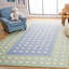 Tapis bleu / vert en laine / coton touffeté à la main à pois-87911987