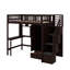 Lit mezzanine double avec bibliothèque, tiroirs, garde-robe et bureau-118364187
