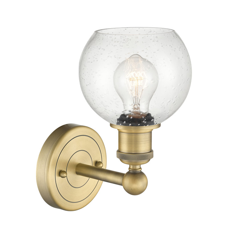 Applique murale à bras en acier 1 lumière Cheboygan, Grainé, Laiton brossé
