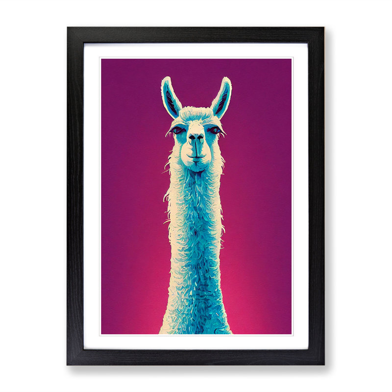 Llama Portrait Vol.1 - Single Picture Frame Print, Black, 64cm H x 46cm W x 2cm D