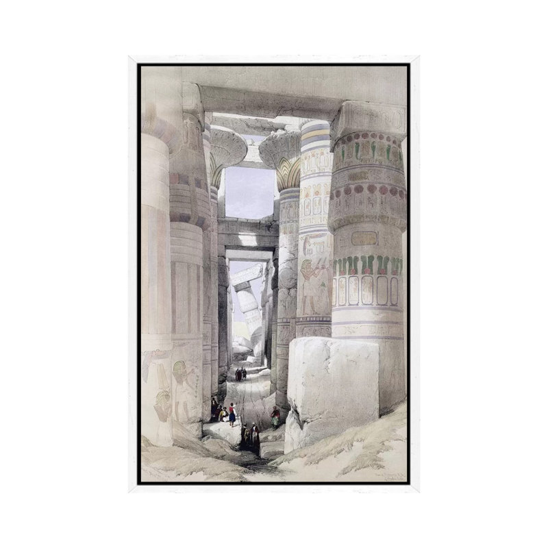 View Through The Hall Of Columns, Karnak, From Egypt And Nubia, Vol.1 by David Roberts - Painting on Canvas, White Framed