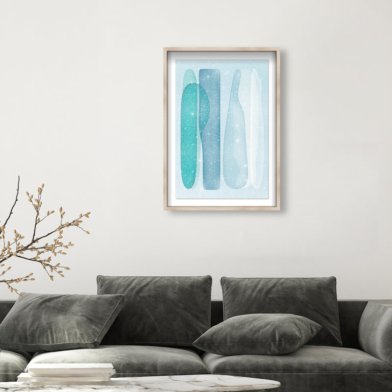 Glacier Fragments Shadowbox Abstract Print by Oliver Gal, Black Frame, 10 x 15, 46.5"H x 31.5"W, Natural Oak Shadowbox