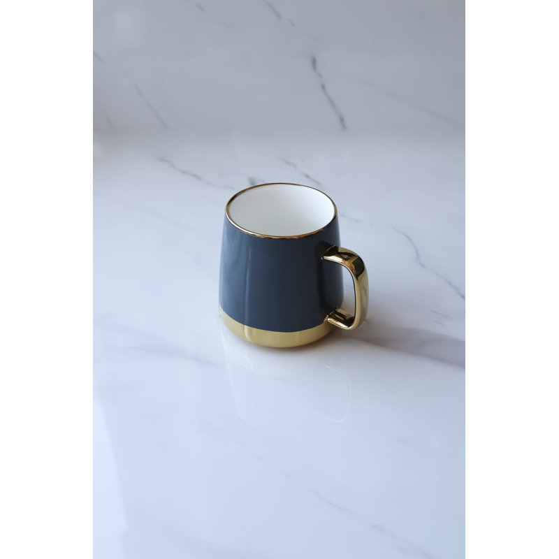 Tasse à café - 15 oz, Gris; blanc; or
