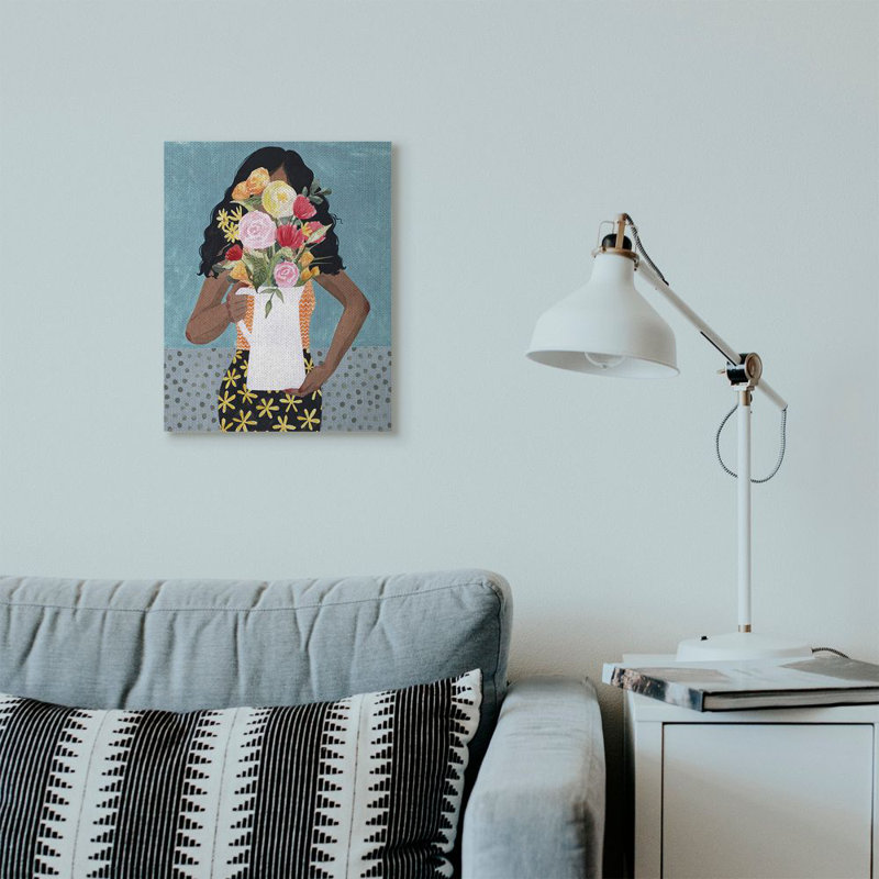 « fleur vase painting », impression sur toile, Toile, H 20 po x l 16 po x P 1,5 po
