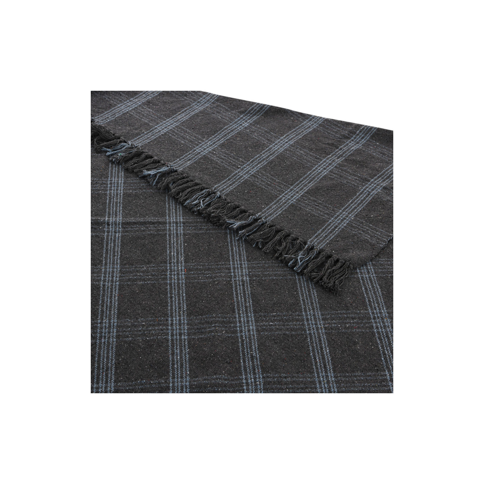 Eura Cotton Hand Woven Throw Blanket, Gray