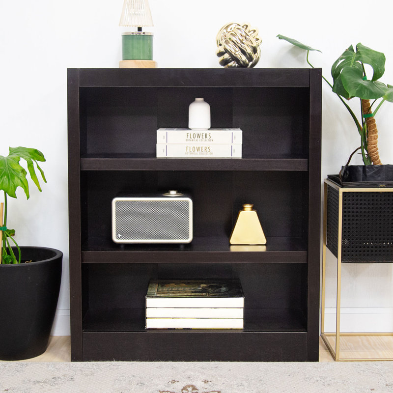 Latifa 3 Shelf Wood Bookcase, 36 inch Tall, Espresso