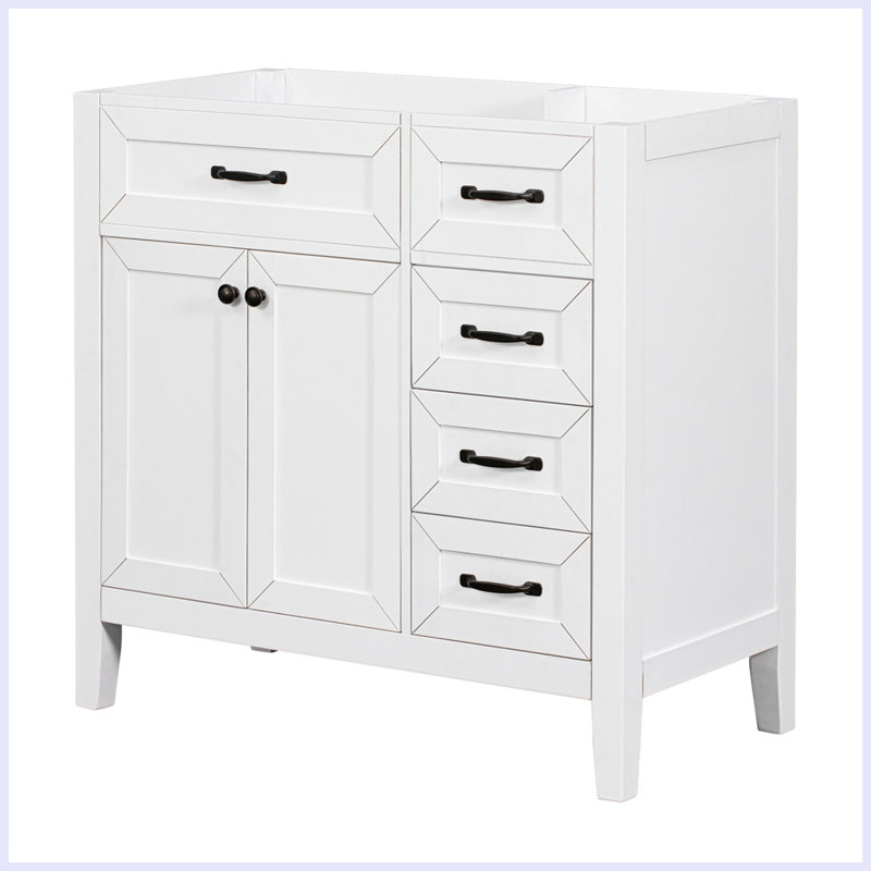 Meuble-lavabo moderne avec armoire et tiroirs, Blanc