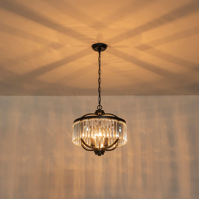 Lustre rond en cristal 4 lumières style campagne moderne