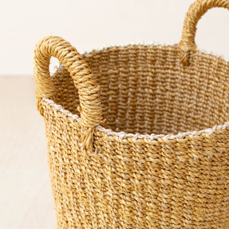 Olive Cylinder Vase Basket, Yellow