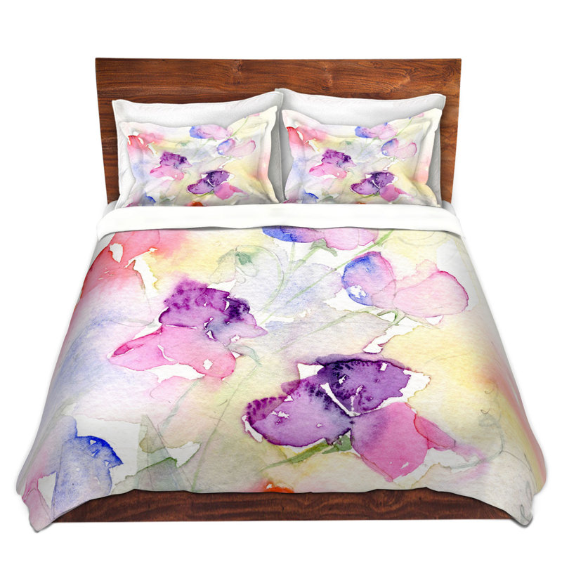 Ensembles de housses de couette DiaNoche en microfibre par Amanda Hawkins - Garden Sweet Peas
