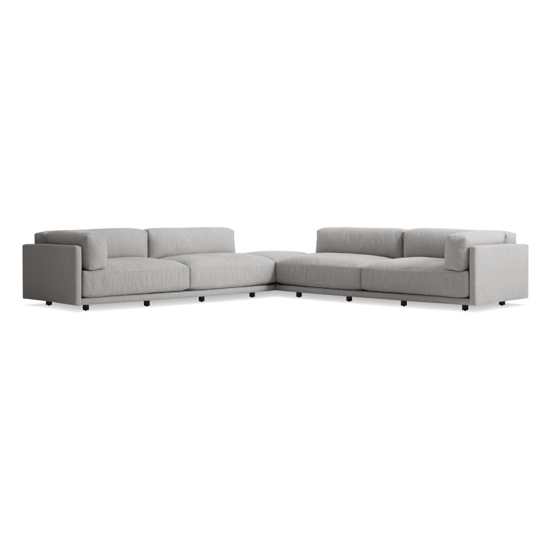 Sunday Sectional with Ottoman, Agnew Gray Textured Basketweave