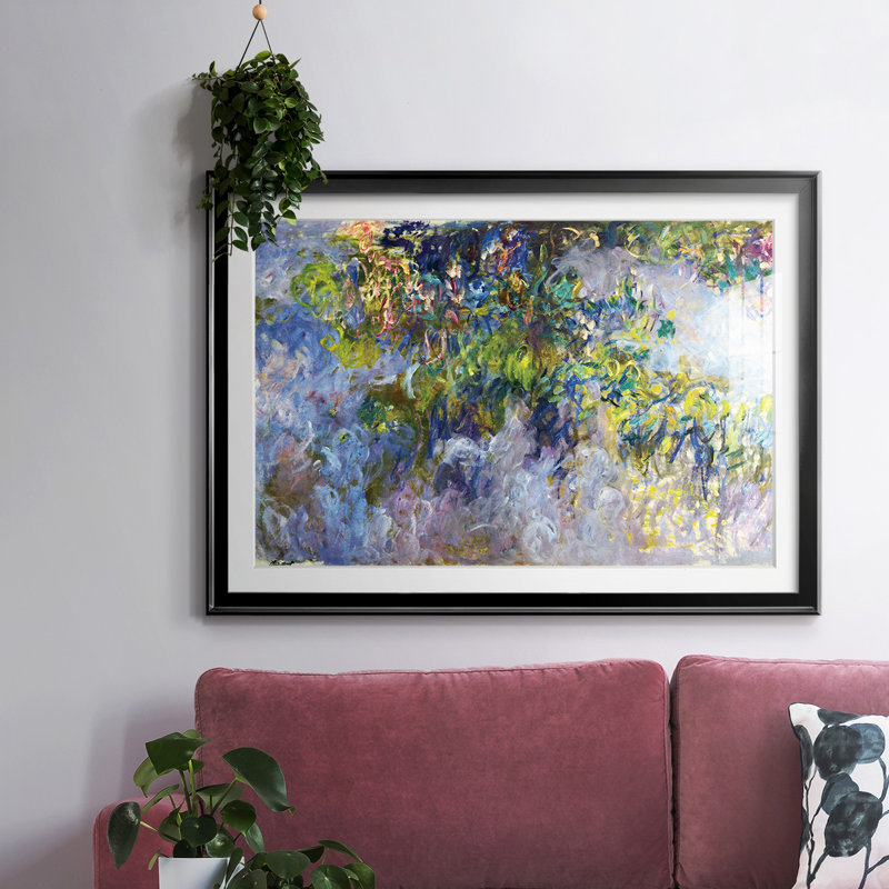 " Wisteria [1] " by Claude Monet, Black, 27" H x 39" W x 1.5" D