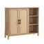 Armoire de rangement Mid-Century moderne avec portes tissées, tablettes ouvertes et tablettes réglables
