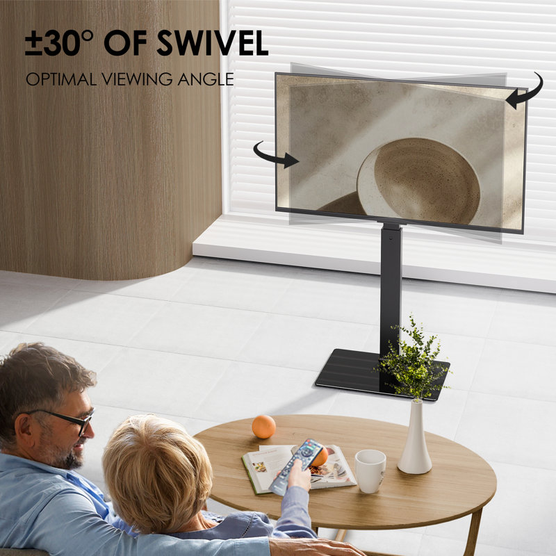 Modern Swivel Floor Tv Stand Base For 70-inch TV, Black