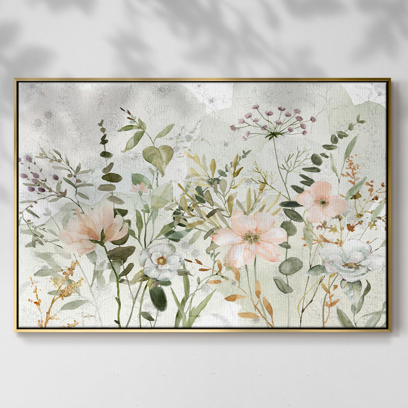 " Botanical Sketchbook ", 17" H x 25" W x 2" D, Gold