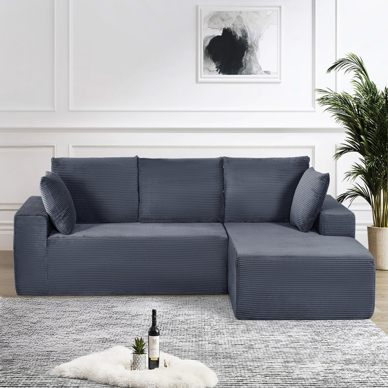 Canapé moderne et confortable avec rembourrage en mousse, Dark Grey, Orienté à droite