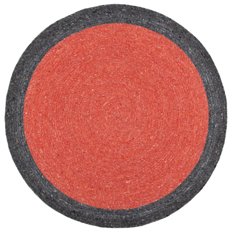 Tapis en laine / coton tissé à la main rouge Nunley, Rond 6 pi