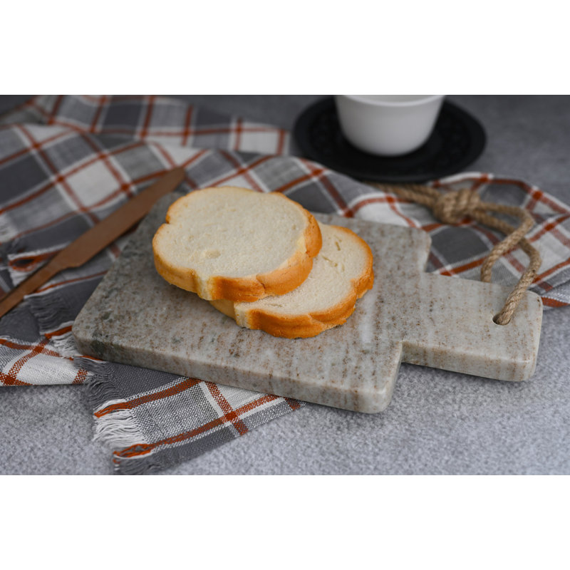 Sm. Planche à fromage en marbre beige avec poignée en jute