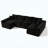 Black 130" Modular U-Shaped Cloud Sectional Sofa with Memory Foam, No Assembly Required