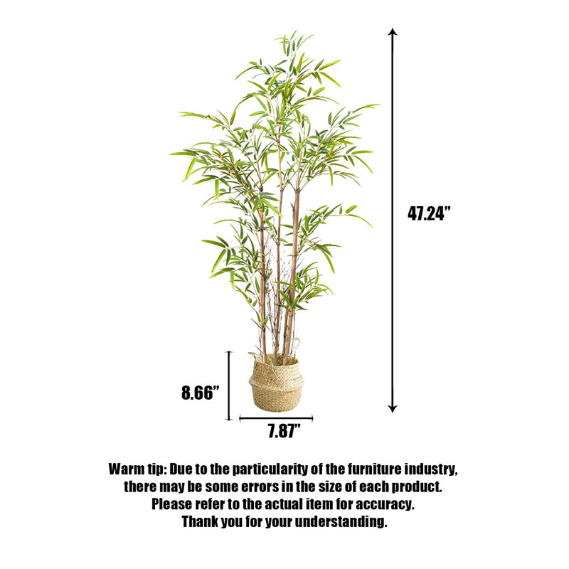Simulation de pot en bambou, nouvelle plante verte d'intérieur zen chinois, H 47,24 po x l 15,75 po x P 15,75 po